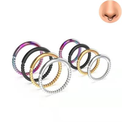 China Environmental protection pattern nose ring European body stainless steel wholesale factory and American jewelry material seamless surgical steel female piercing for sale