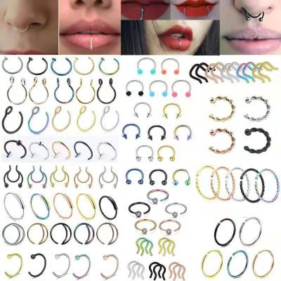 China Environmental protection material septum jewelry steel channel piercing black gold rose real rainbow factory cheap wholesale stainless steel piercing jewelry for sale