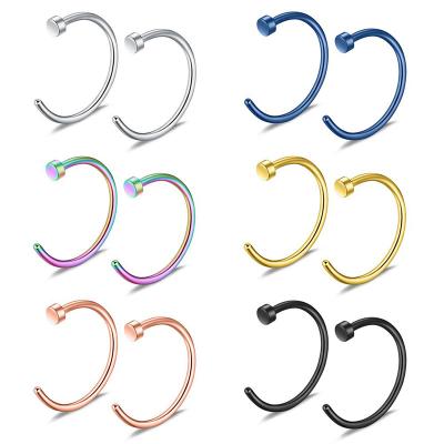 China Environmental protection material SIEYEAY 24k gold C fashion stainless steel nose ring female nose rings fake volume for sale