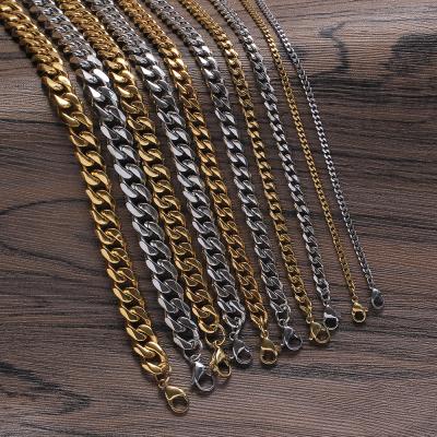 China Hiphop six lobster clasp necklace Cuban personality Cuban chain necklace surface grinding stainless steel chains for sale