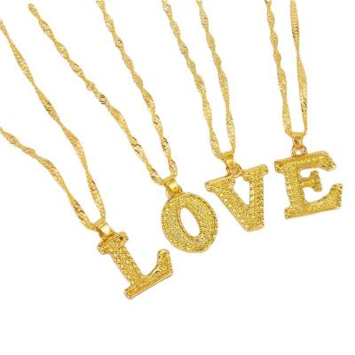 China Fashion TRENDY Wholesale Gold Plated Minimalist Zinc Alloy Alphabet Necklace Letter Pendant Necklace For Women for sale