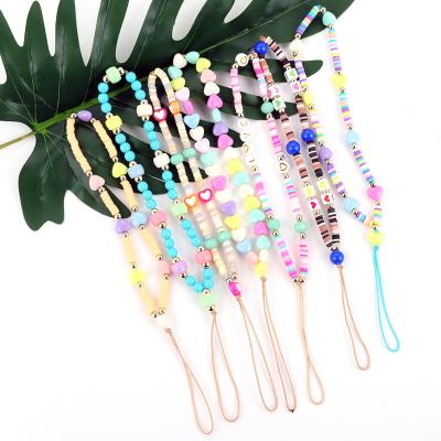 China Creative Love CLASSIC Fashion Color Resin Color Polymer Clay Beads Wholesale Mobile Phone Cellphone Blow Rope for sale