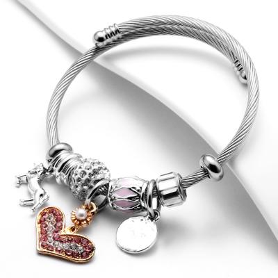 China Love CLASSIC Adjustable Multi-Piece Pendant Bracelet DIY Baby Jewelry Stainless Steel Kids Stainless Steel for sale