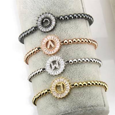 China CLASSIC English Letter Knitted 26 Bracelet Summer Tanabata Bracelet Small Around Beaded Copper Student Bracelet Couple for sale