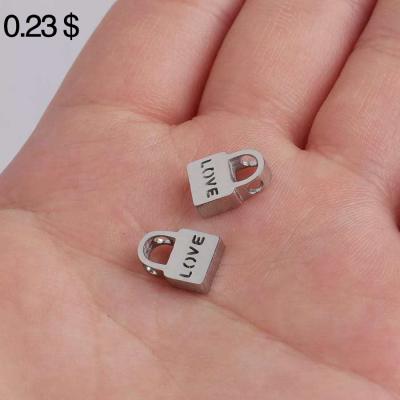 China Hollow Out Love Keyhole Beads DIY Lovers Necklace Hole Beads Mirror Stainless Steel Bead 0045 1.8 Mm Hole for sale