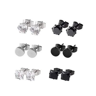 China Zircon Environmental Protection Material Set Korean Border Amazon Hot Selling Titanium Steel Female Stud Earrings Wish Fashionable Simple Men for sale