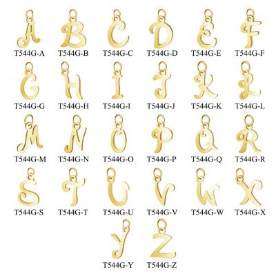 China Diy Environmental Friendly Jewelry Custom 18k Gold Plated Initial Letter Pendant Charms Stainless Steel Letters For Jewelry Making for sale