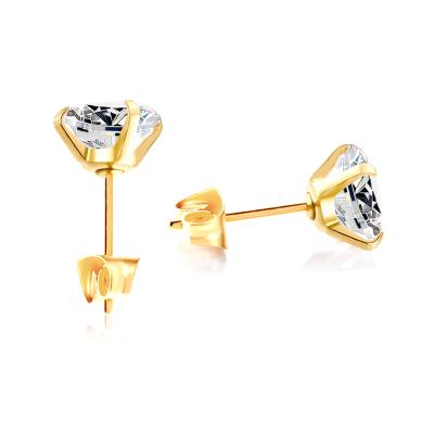 China Nickel free; SIEYEAY Lead Free Classic Jewelry Multi Size 18k Gold Plated Stainless Steel Round Diamond Stud Earring Men Women White for sale