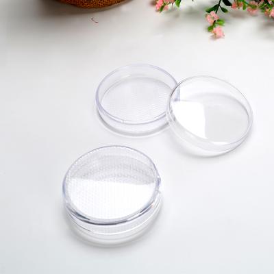 China Recycled Materials Makeup Container Storage Box Powder Puff Pack Box Rounded Clear Plastic Storage Case for sale