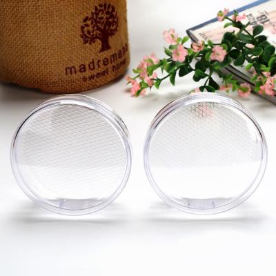 China Recycled Materials Wholesales Cosmetic Package Box Rounded Transparent Plastic Storage Case For Powder Puff for sale