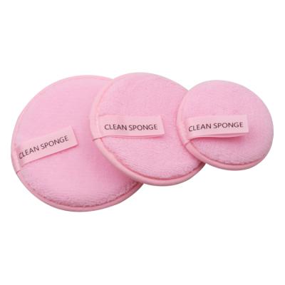 China Hot Sales Facial Cleansing Sponge Beauty Tools Makeup Remove Puff Different Size 3pcs One Pack Cotton Pink Soft Material Remover Cleansing Puff for sale