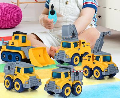 China 5 in 1 transform robot DIY 5 in1 disassemble deformation engineering vehicles robot construction transform robot building block game set for kids for sale