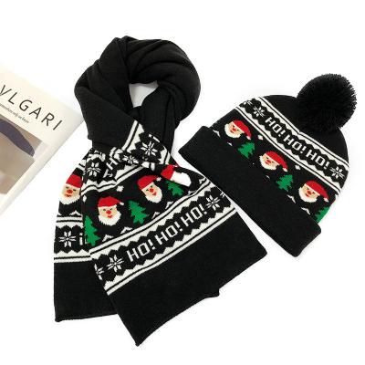 China Mid Autumn Winter New Black Christmas 2021 Knit Hat Sweater Hat RTS Cute Christmas Scarf Hat Set for sale