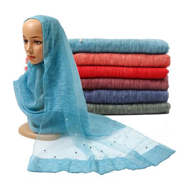 China Newest Manufacturer Supply High Grade Woman Hijab Trend Imitator Soft Smooth Feeling Silk Pearl Organza Ladies Hijab for sale