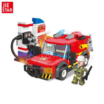 China JIESTAR 199 PCS Plastic Building Blocks Fire Truck Brick Toys Educational Building Toys For Children for sale