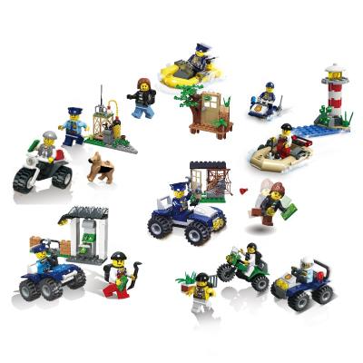 China Building toy 6 in 1 ABS city building blocks educational police station with bandit toys set for children for sale