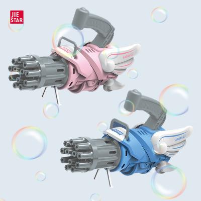 China Plastic Updated 12 Hole Gatling Bubble Gun Toy with Light Electric Gatling Gun Bubble Summer Kids Toy Soap Bubble Maker for sale