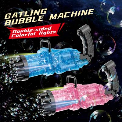 China Amazon Hot 8 Hole Bubble Briefs Maker Plastic Transparent Toy With Light Kids Summer Toy Bubble Machine Bubble Gun Toy for sale