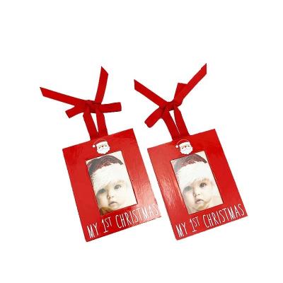 China Promotion Gifts 2020 New Style Paper Printing Child's Christmas Photo Picture Frame With Ribbon for sale