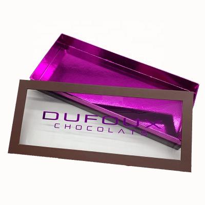 China 2021 Wholesale Recyclable Luxury Custom Logo Chocolate Packaging Candy Factory Packaging Paper Gift Box With PVC Window for sale