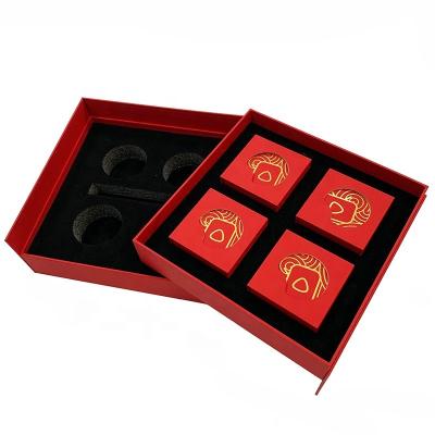 China Custom Luxury Recycled Materials Gold Foil Moon Cake Packaging Double Open Gift Boxes for sale