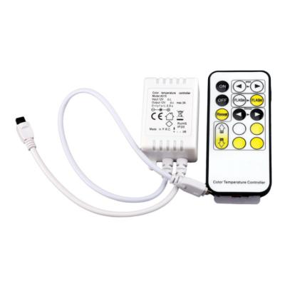 China Hot Seller DC5-24V 15 Plastic IR LE TDC LED Controller Dual White Color Main Temperature LED Strip Remote Controller for sale