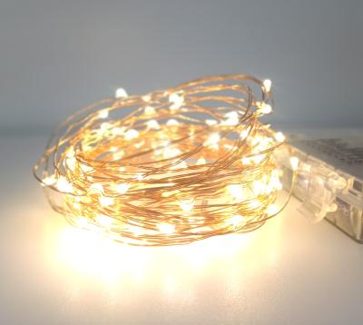 China Button lamp string 10m 100LED string lights for Christmas, with 8 modes of remote control, 3AAA battery box waterproof copper wiring for sale