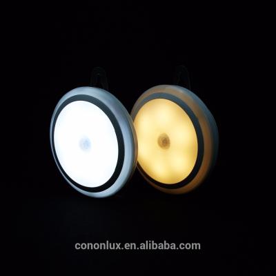 China Wall Mounted PIR Motion Sensor Light Round Shaped USB Rechargeable LED Wall Mounted Night Light for sale