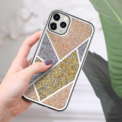 China Luxury Rhinestone Anti-fall Protective Phone Case Woman Mobile Cover Bling Glitter Diamond TPU Phone Case for sale