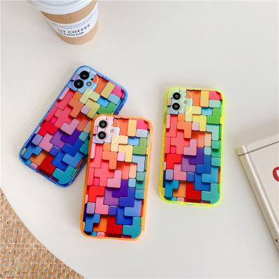 China Anti-fall shockproof building blocks cover 12 pro phone case 3d max geometric tpu phone case for sale