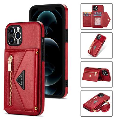 China Shockproof Cross - Body Lanyard Necklace Purse Mobile Cover Bag PU Leather Flip Wallet Phone Case For iPhone for sale