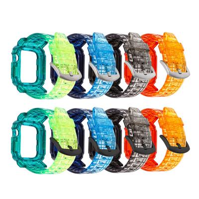 China Sports Watch Strap 38mm 44mm Screen Protector Rainbow Silicone Rubber Transparent Smart Watch Band for sale