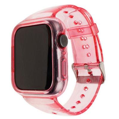 China Clear Rubber Sport Silicone Straps Watch Strap Band 38mm 44mm With Screen Protector for sale