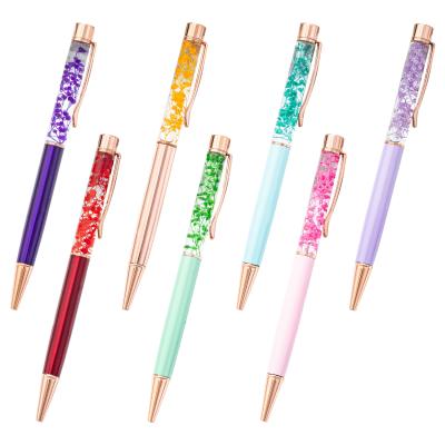 China office & Flower Pen Metal Ballpoint Pen With Ball Pen New Design DIY School Floating Pen Liquid For Gift for sale