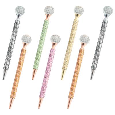 China office & School Pen 2021 New Design Hot Sale Exquisite Shiny Diamonds Slim Pen Promotional Crystal Drill Ball Pen For Wedding Gift for sale