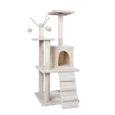 China Sustainable Scratcher Cats House Tower Wooden Medium Climbing Tree for sale