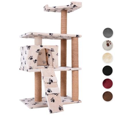 China Sustainable Cat Craft Tree with Sisal Covered Scratching Posts and 2 Plush Housing Cat Furniture Toys for Cats for sale