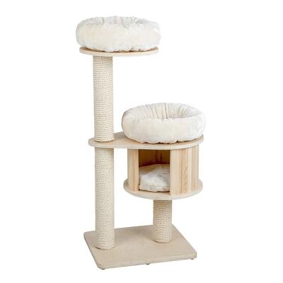 China Sustainable Solid Wood Cat Tree Furniture With COVERED SISAL Scratching Post Product Name Wood Cat Tree for sale