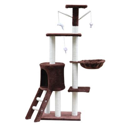 China Best Sustainable Multilevel Wood Climbing Cat Tree Condo With Scratching Post Protection Cat Tower Furniture House for sale