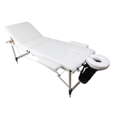 China 3 Section Portable Massage Table Sex Massage Bed Aluminum Portable Salon Furniture for sale