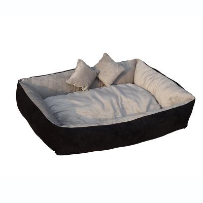 China Sustainable Luxury Soft Washable Pet Dog Basket Warm Bed Cushion With Fleece Lining for sale