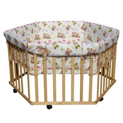 China Modern Natural Wooden Child Cribs Portable Baby Playpen Baby Hutch With Mattress for sale