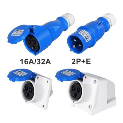 China Panel Plug And Socket IP44 ECO Standard Power 3Pin 16A/32A Industrial Power 3Pin 16A/32A Male And Female Cable Connector YEEDA for sale