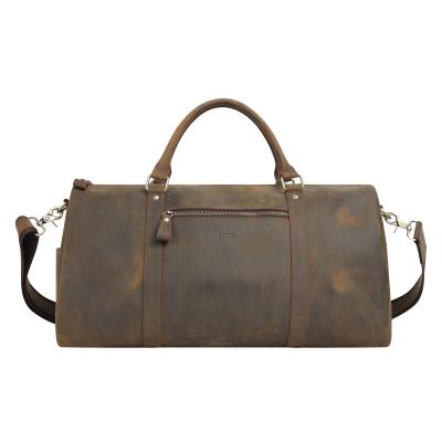 China Fashion Vintage Crazy Horse Duffle Leather Duffle Bag Genuine Leather Weekend Duffel Bag For Men for sale