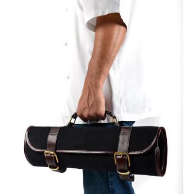 China Fashionable Durable Canvas Roll Knife Bag With Strap Portable Canvas Leather Heavy Duty Tool Bag for sale