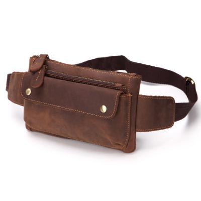 China Water Proof Casual Vintage Fanny Pack Crazy Horse Leather Bum Bag Custom Waist Bag for sale