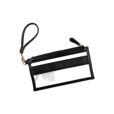 China Casual High Quality Clear Clutch Purse With Custom Vegan Leather Trim for sale