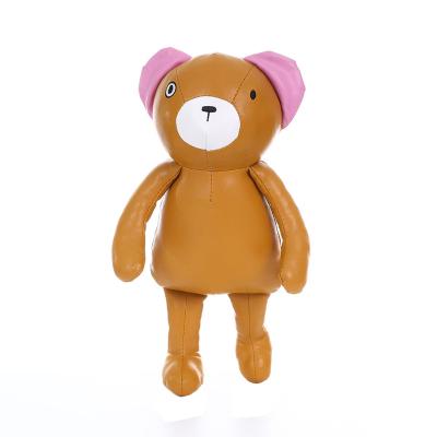 China Custom Leather Teddy Bear Plush Teddy Bear Toy Soft PU Leather Bear Toy for sale