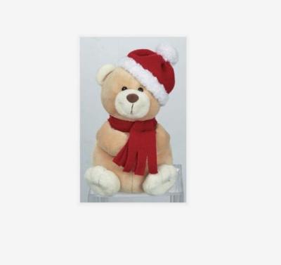 China Custom Plush Christmas Plush Toys Stuffed Teddy Bear Toy With Christmas Hat And Scarf for sale