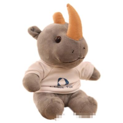 China Good Quality CE/EN71 Standard Stuffed Plush Rhino Plush Toy With Printing T-shirt And Logo for sale